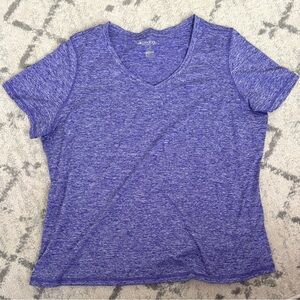 Ideology Women’s Purple Heathered Athletic V-Neck Tee Size 2X